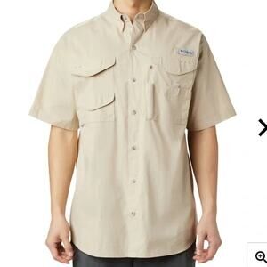 Columbia White Short Sleeve Button Down Shirt Men's Size XXL